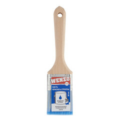 Кисть плоская смешанная щетина деревянная ручка Wenzo Wood 50х14 мм для красок на водной основе - фото 3