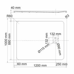 Поддон WasserKraft Rhin искусственный камень 120х100х4 см прямоугольник белый низкий (44T10) - фото 2