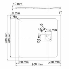 Поддон WasserKraft Neime искусственный камень 90х90х4 см квадрат черный низкий (19T03) - фото 2