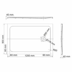 Поддон WasserKraft Neime искусственный камень 120х90х4 см прямоугольник черный низкий (19T07) - фото 2
