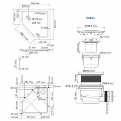 Поддон WasserKraft Isen акриловый 90х90х17,5 см трапеция белый средний (26T11) - фото 2