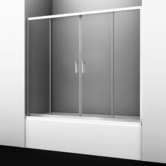 Шторка на ванну раздвижная 170х150х0,6 см профиль сталь WasserKraft Lippe 45S (45S02-170) - фото 3