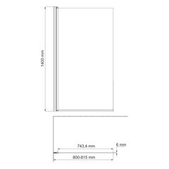 Шторка на ванну распашная 80х140х0,6 см профиль белый WasserKraft Berkel 48P (48P01-80WHITE) - фото 4