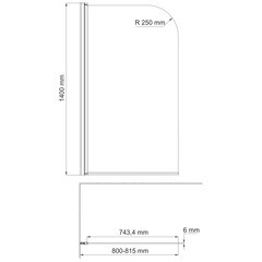 Шторка на ванну распашная 80х140х0,6 см профиль белый WasserKraft Leine 35P (35P01-80WHITE) - фото 2