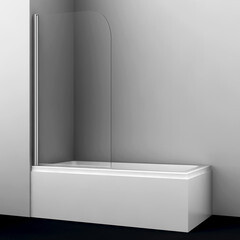 Шторка на ванну распашная 80х140х0,6 см профиль серебро WasserKraft Leine 35P (35P01-80) - фото 2