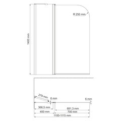 Шторка на ванну распашная 110х140х0,6 см профиль белый WasserKraft Leine 35P (35P02-110WHITE Fixed) - фото 2
