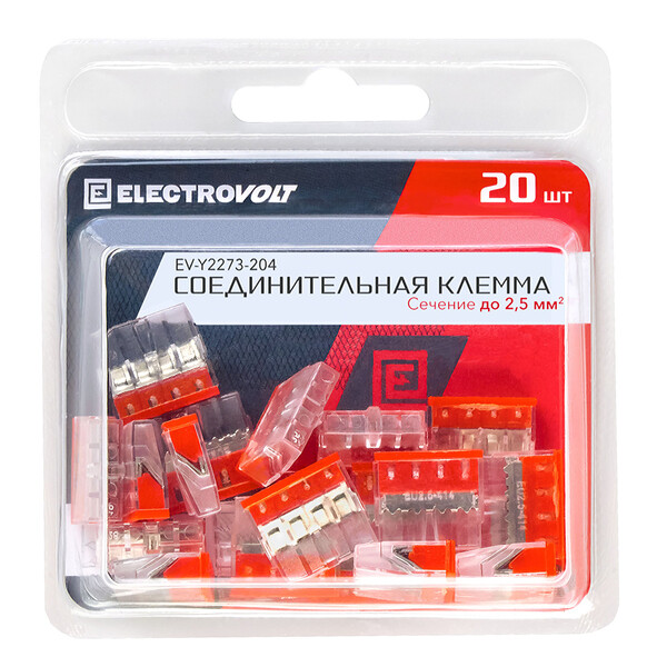 Клемма на 4 провода Electrovolt 2273-204 0,5-2,5 кв.мм самозажимная без ...