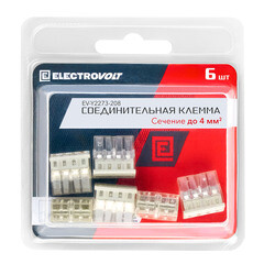 Клемма на 8 проводов Electrovolt 2273-208 0,5-2,5 кв.мм самозажимная без пасты (6 шт.) (ЦБ-00015539/604965) - фото 3
