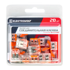 Клемма на 2 провода Electrovolt 221-412 0,2-4 кв.мм с рычажками без пасты (20 шт.) (ЦБ-00015527/605047) - фото 2
