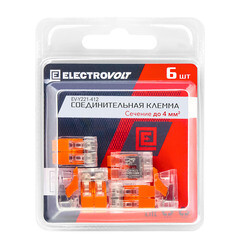 Клемма на 2 провода Electrovolt 221-412 0,2-4 кв.мм с рычажками без пасты (6 шт.) (ЦБ-00015528/605078) - фото 2