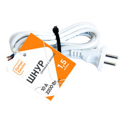 Шнур сетевой с вилкой 1,5 м ПВС-ВП 2х0,75 кв.мм 10 А Партнер-Электро белый (ЦБ-00013565/4507) - фото 2