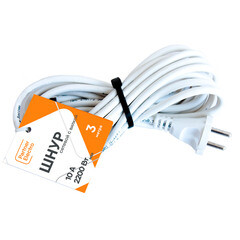 Шнур сетевой с вилкой 3,0 м ПВС-ВП 2х0,75 кв.мм 10 А Партнер-Электро белый (ЦБ-00013566/4511) - фото 3