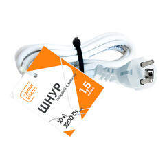 Шнур сетевой с вилкой 1,5 м ПВС-ВП 3х0,75 кв.мм 10 А Партнер-Электро белый (ЦБ-00013569/4545/4542) - фото 2