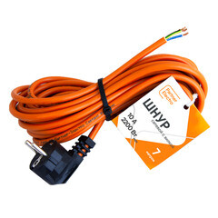 Шнур сетевой с вилкой 7,0 м ПВС-ВП 3х0,75 кв.мм 10 А Партнер-Электро оранжевый (ЦБ-00013572/4576) - фото 2
