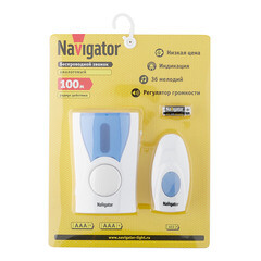 Звонок Navigator (612683) беспроводной с кнопкой 36 мелодий белый - фото 4