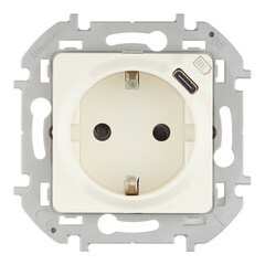 Розетка Legrand Inspiria встраиваемая слоновая кость с USB Type-C (673771) - фото 1