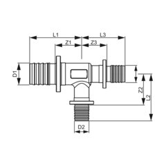Тройник Tece 25 х 20 х 25 мм редукционный латунный (760515) - фото 6