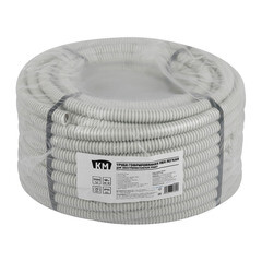 Труба гофрированная ПВХ 25 мм КМ легкая с зондом серая (50 м) (Б0060604) - фото 2