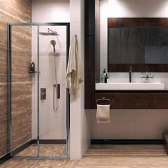 Душевая дверь WasserKraft Weser 78F стекло прозрачное 100х200 см профиль хром 6 мм складная (78F12) - фото 2