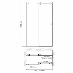 Душевая дверь WasserKraft Vils 56R стекло прозрачное 110х200 см профиль хром 6 мм раздвижная (56R13) - фото 3