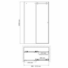 Душевая дверь WasserKraft Vils 56R стекло прозрачное 100х200 см профиль хром 6 мм раздвижная (56R12) - фото 5