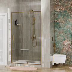 Душевая дверь WasserKraft Aisch 55P стекло прозрачное 120х200 см профиль золото 6 мм распашная (55P05) - фото 2