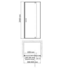 Душевая дверь WasserKraft Aisch 55P стекло прозрачное 90х200 см профиль золото 6 мм распашная (55P04) - фото 5