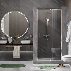 Душевая дверь WasserKraft Berkel 48P стекло прозрачное 90х200 см профиль хром 6 мм распашная (48P04) - фото 5