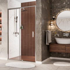 Душевая дверь WasserKraft Berkel 48P стекло прозрачное 100х200 см профиль хром 6 мм распашная (48P12) - фото 2