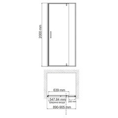 Душевая дверь WasserKraft Elbe 74P стекло прозрачное 90х200 см профиль черный 6 мм распашная (74P04) - фото 4