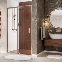 Душевая дверь WasserKraft Berkel 48P стекло прозрачное 110х200 см профиль хром 6 мм распашная (48P13) - фото 6