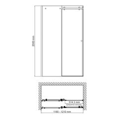 Душевая дверь WasserKraft Vils 56R стекло прозрачное 120х200 см профиль хром 6 мм раздвижная (56R05) - фото 5