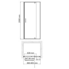 Душевая дверь WasserKraft Neime 19P стекло прозрачное 90х200 см профиль белый 6 мм распашная (19P04) - фото 4