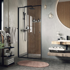 Душевая дверь WasserKraft Dill 61S стекло прозрачное 110х200 см профиль черный 6 мм раздвижная (61S13) - фото 2