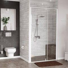 Душевая дверь WasserKraft Neime 19P стекло прозрачное 120х200 см профиль белый 6 мм распашная (19P05) - фото 4