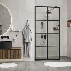 Душевая перегородка Walk in WasserKraft Glan черная 120х200 см стекло прозрачное 8 мм (66W40) - фото 4