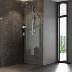 Душевая перегородка Walk in WasserKraft Aller хром 90х200 см стекло прозрачное 8 мм (10H07-RP90 Fixed) - фото 2