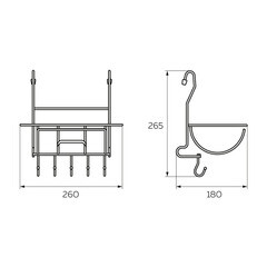 Держатель на рейлинг для полотенец с крючками 260х180х265 мм хром (MX-401) - фото 2