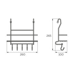 Полка на рейлинг с крючками 260х100х265 мм хром (MX-402) - фото 2