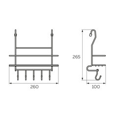 Полка на рейлинг с крючками 260х100х265 мм черная матовая (MX-402 BL) - фото 2