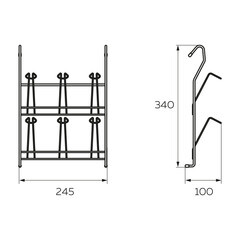 Держатель на рейлинг для кружек 245х100х340 мм черный матовый (YJ-G508 BL) - фото 2