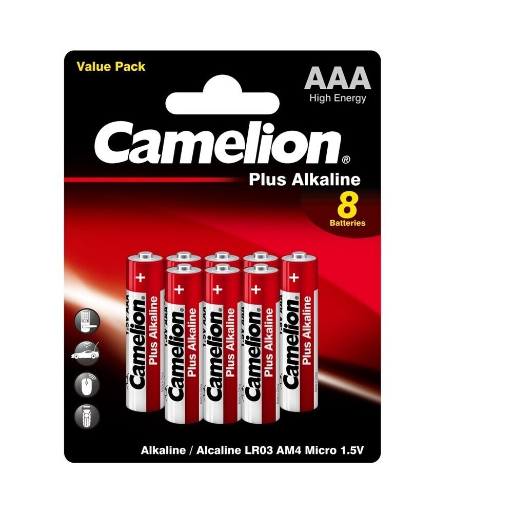 Изображение товара Батарейки Camelion Plus Alkaline ААА мизинчиковые LR03 1,5 В (8 шт.)