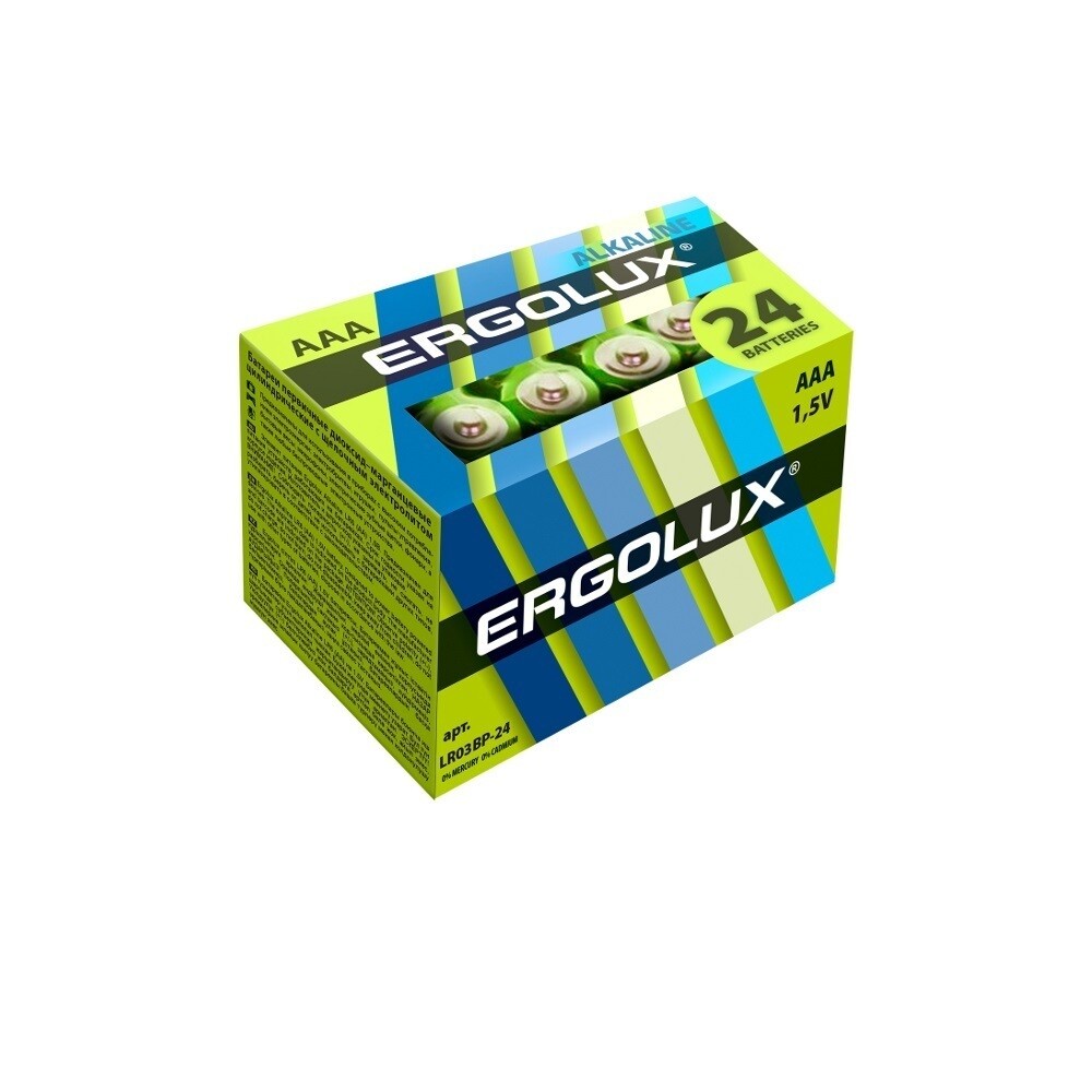 Изображение товара Батарейки Ergolux BP24 LR03 ААА, алкалиновые, 1,5 В, 24 шт.
