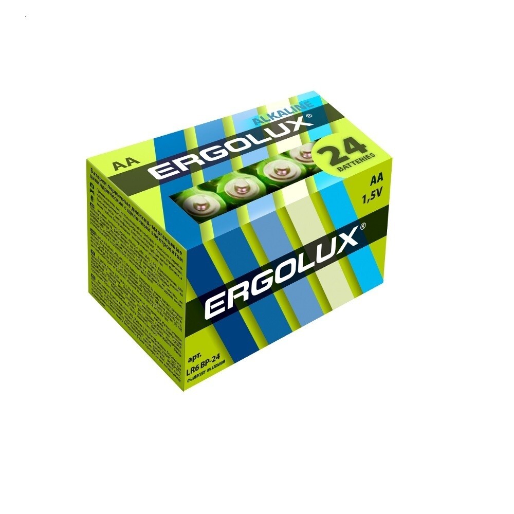 Изображение товара Батарейка Ergolux BP24 АА пальчиковая LR6 1,5 В (24 шт.) (LR6BP-24)