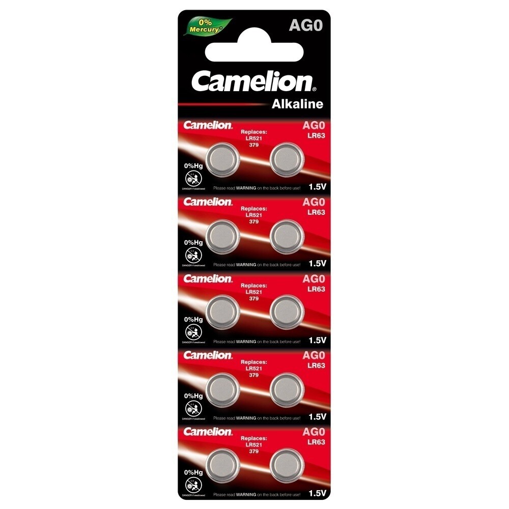 Изображение товара Батарейка Camelion Mercury Free таблетка G0 1,5 В (AG0-BP10), 10 шт.