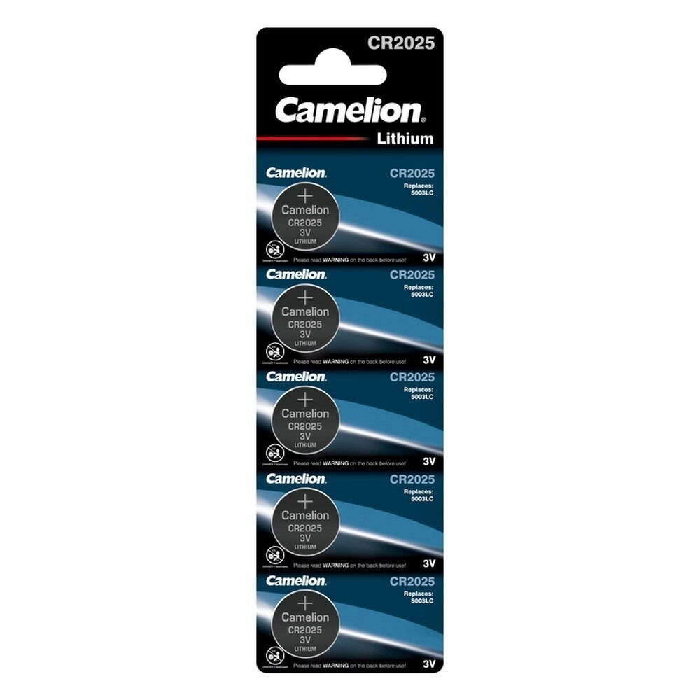 Изображение товара Батарейка Camelion CR2025-BP5 пакет 5 штук литиевых дисковых 3 В