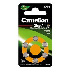 Изображение товара Батарейка Camelion Mercury Free таблетка A13 1,4 В (6 шт.) (A13-BP6)