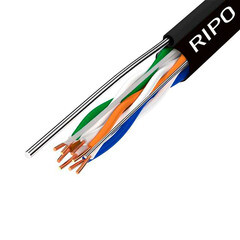 Интернет-кабель уличный (витая пара) UTP CAT5e 4х2х0,46 мм Ripo с тросом черный (305 м) - фото 1