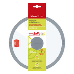 Крышка стеклянная Master House Белла с силиконовым ободом d22 см серая - фото 4