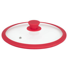 Крышка стеклянная Master House София с силиконовым ободом d24 см красная - фото 1